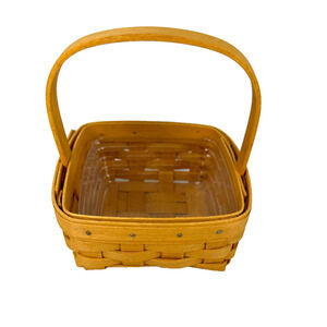 2001 Longaberger Tarragon Basket w/Protector 5.5" Square Small Woven Basket